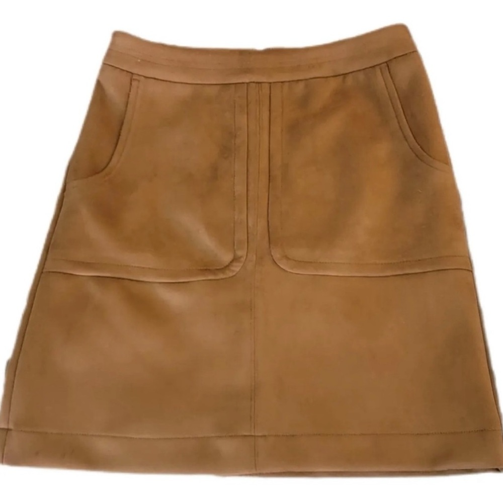 NWT LOFT Faux Stretch Suede Camel Skirt, sz 6p